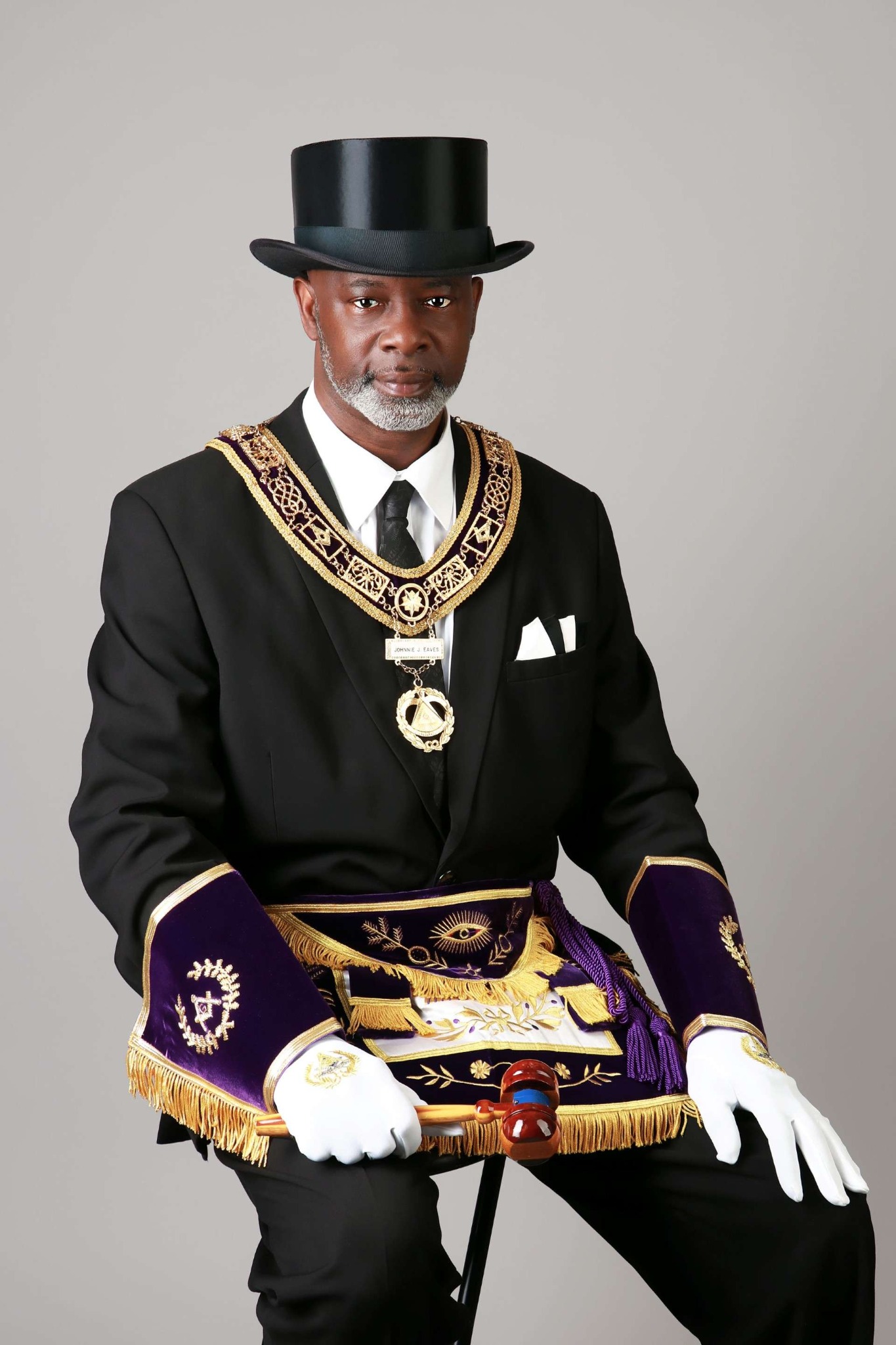 Most Worshipful Grand Master Johnnie J. Eaves, 33°, in formal Masonic regalia
